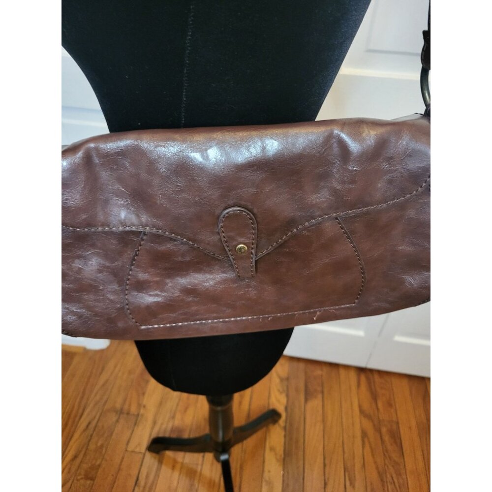 Fina Firenze Y2K Brown Faux Leather Hobo Bag Bronze Hardware Boho 00s Retro - Picture 3 of 9
